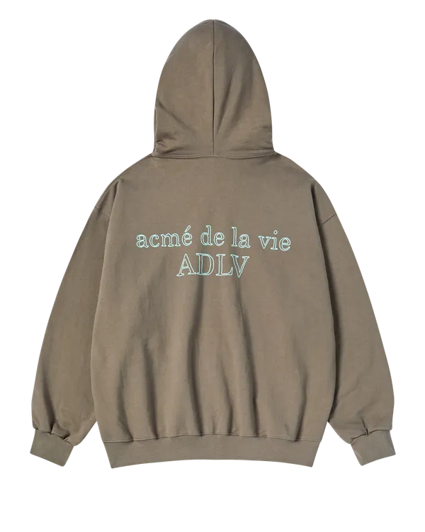 Áo Hoodie kéo khóa Border Line Basic Logo Ca cao