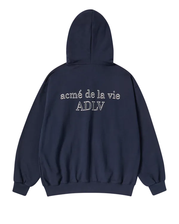 Áo Hoodie kéo khóa Border Line Basic Logo Xanh navy đậm