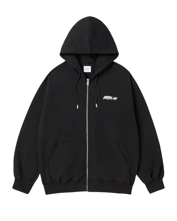 Áo Hoodie kéo khóa Overlapping Đen