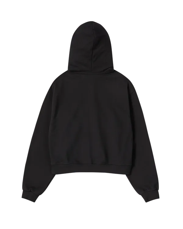 Áo Hoodie nữ crop kéo khóa Princess Font Đen