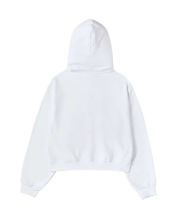 Áo Hoodie nữ crop kéo khóa Princess Font Trắng