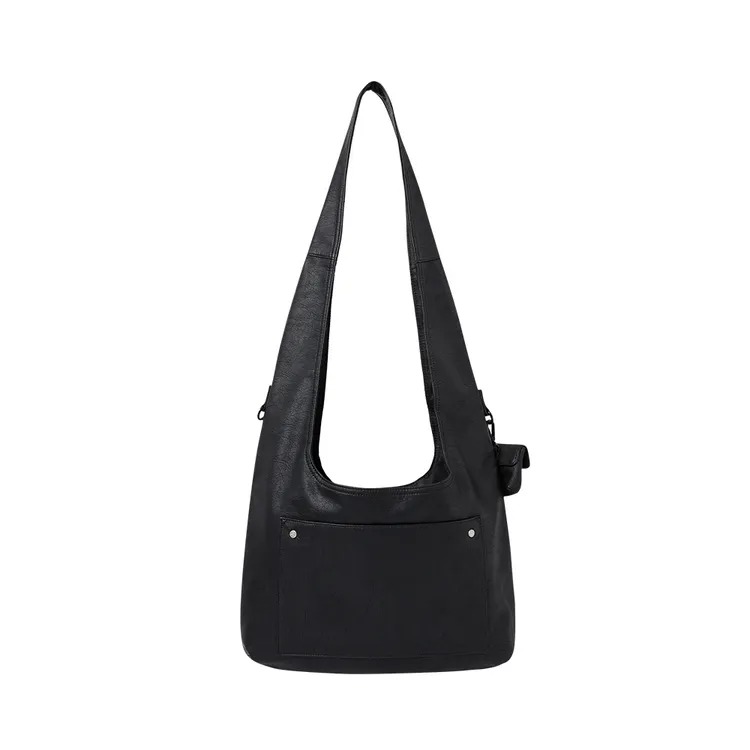 Túi Đeo Vai Vegan Leather Stick Logo Point Đen