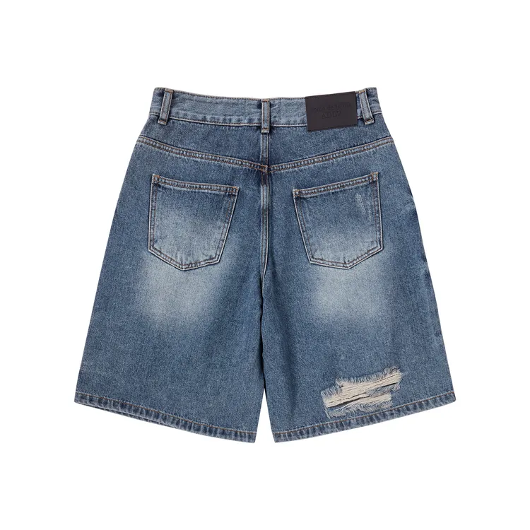 Quần Short Hem Line Destroyed Denim Xanh Dương
