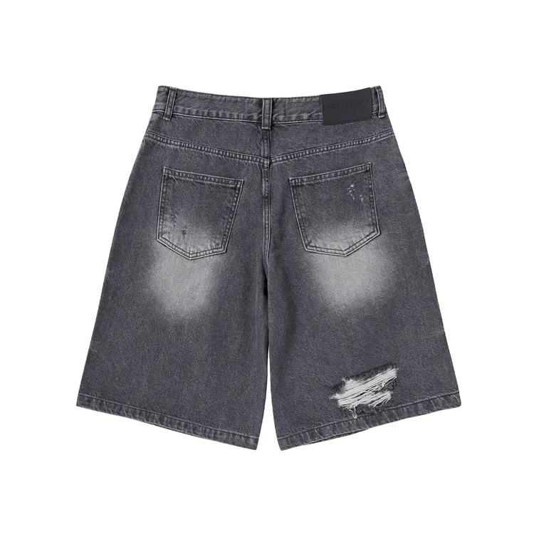 Quần Short Hem Line Destroyed Denim Xám