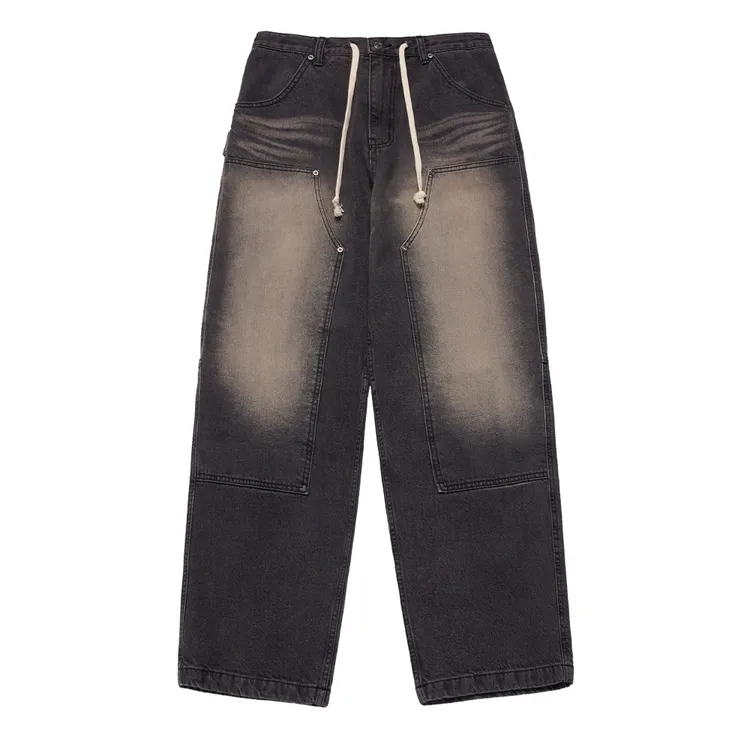 Quần Denim Waist String Carpenter Đen