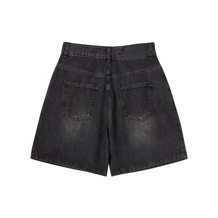 Quần Short Wide Basic Denim Đen