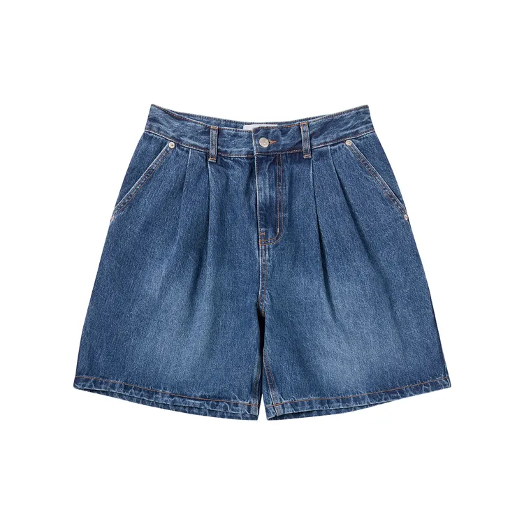 Quần Short Wide Basic Denim Xanh Dương