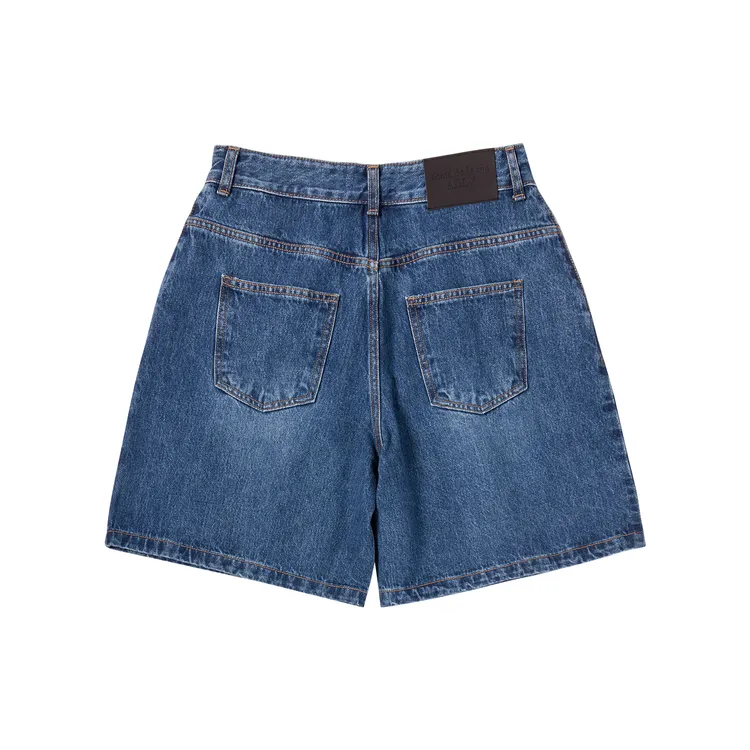 Quần Short Wide Basic Denim Xanh Dương
