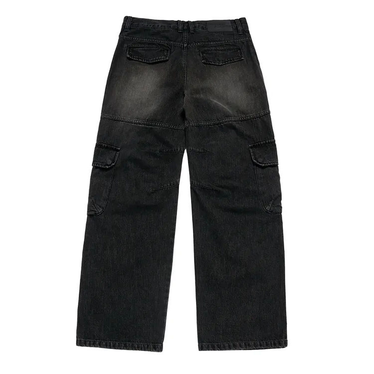 Quần Cargo Wide Denim Fatigue Đen