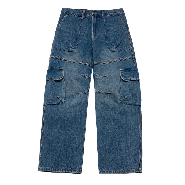 Quần Cargo Wide Denim Fatigue Xanh Dương