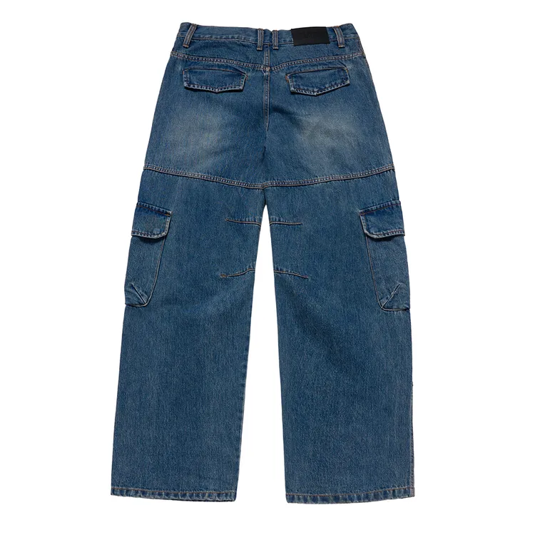 Quần Cargo Wide Denim Fatigue Xanh Dương