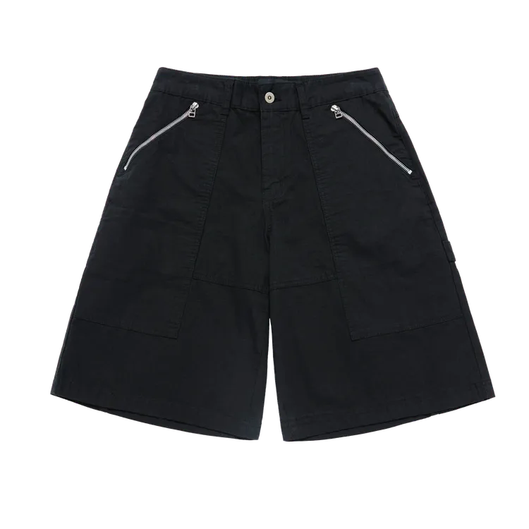 Quần Short Denim chi tiết khóa kéo Đen