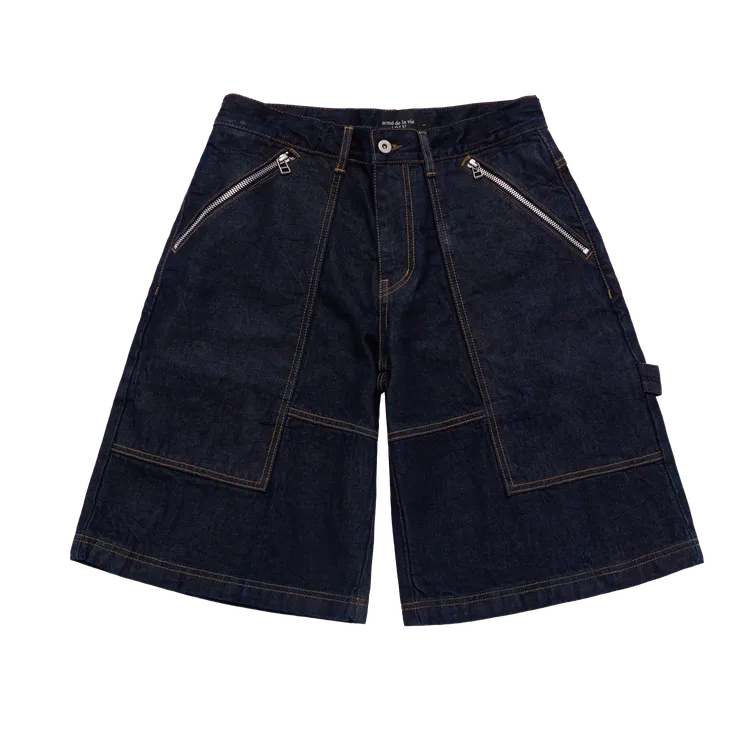 Quần Short Denim chi tiết khóa kéo Xanh đậm