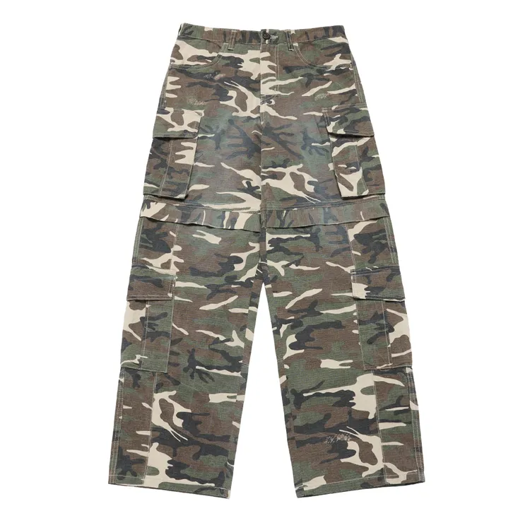 Quần Wide Cargo Damage Washed Camo