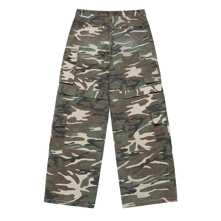 Quần Wide Cargo Damage Washed Camo