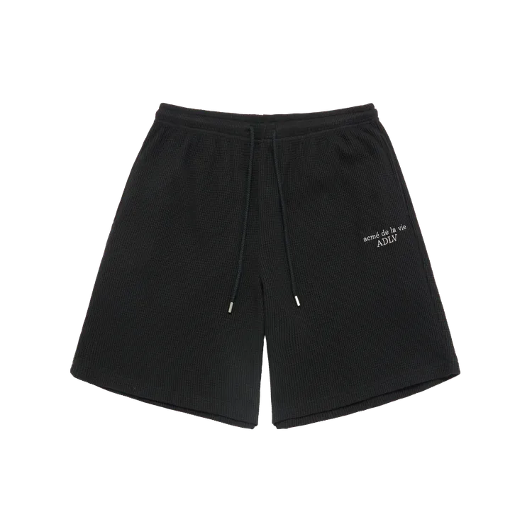 Quần Short Embo Logo Waffle Đen