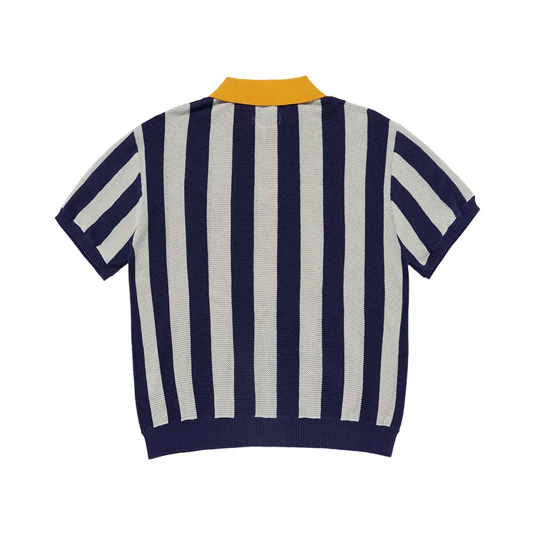 Áo Len Ngắn Tay Collar Point Stripe Xanh navy