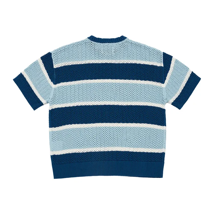 Áo Len Ngắn Tay Oversize Stripe Xanh Dương