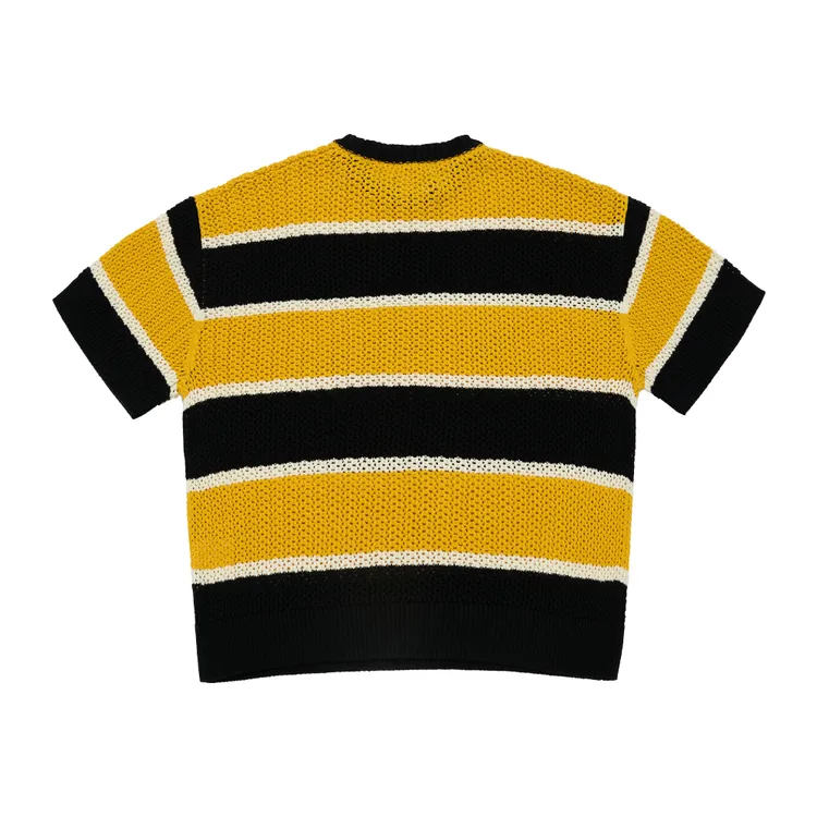 Áo Len Ngắn Tay Oversize Stripe Vàng