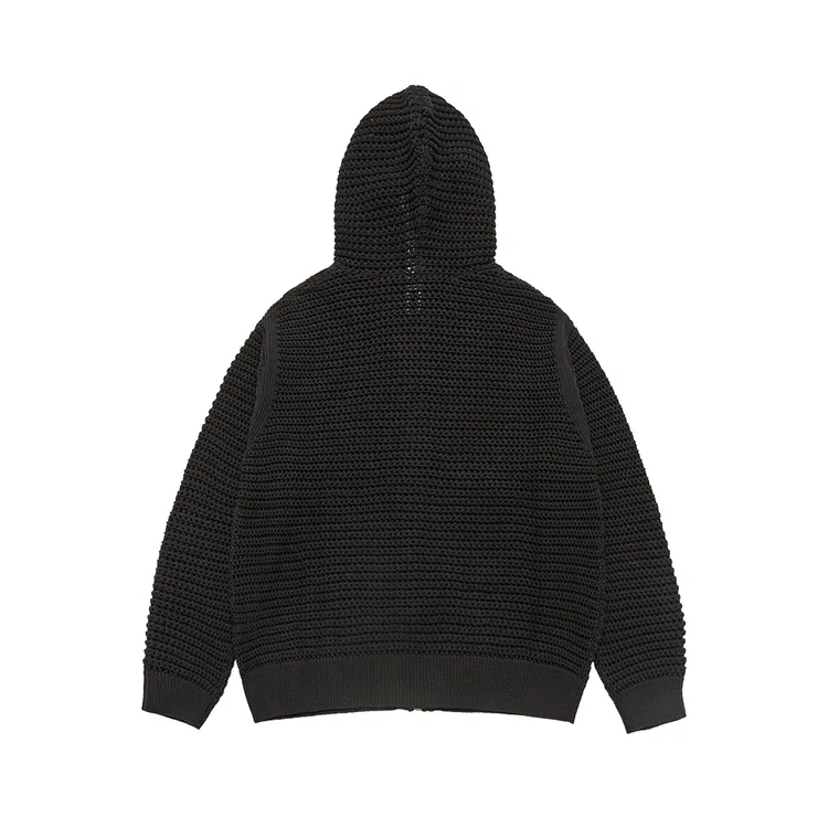 Áo Hoodie Kéo Khóa Solid Knit Đen