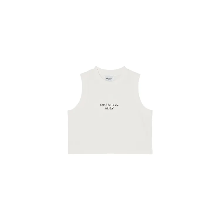 Áo Tank Top Crop Nữ Basic Logo Kem