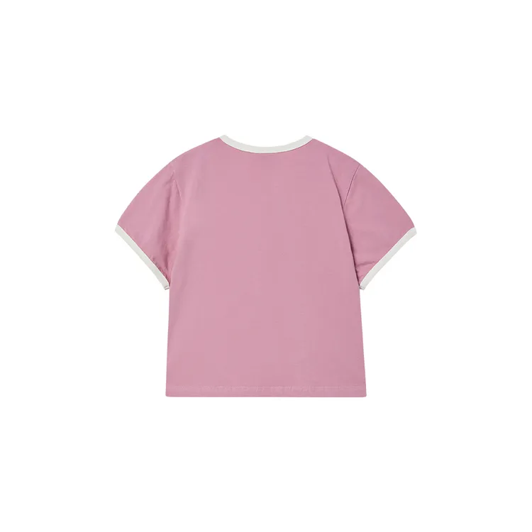 Áo Thun Snake Initial Ringer Crop Hồng nhạt