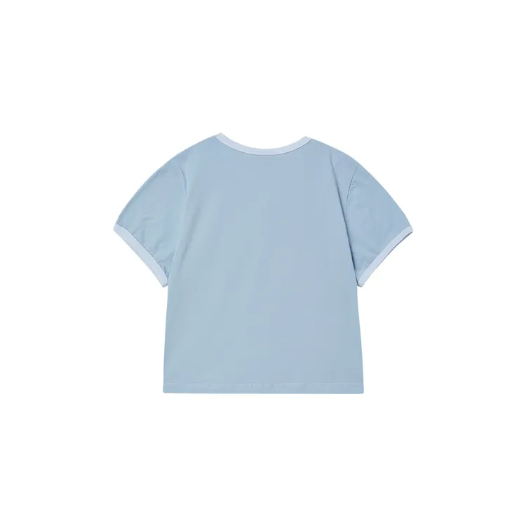 Áo Thun Snake Initial Ringer Crop Xanh Da TrờI