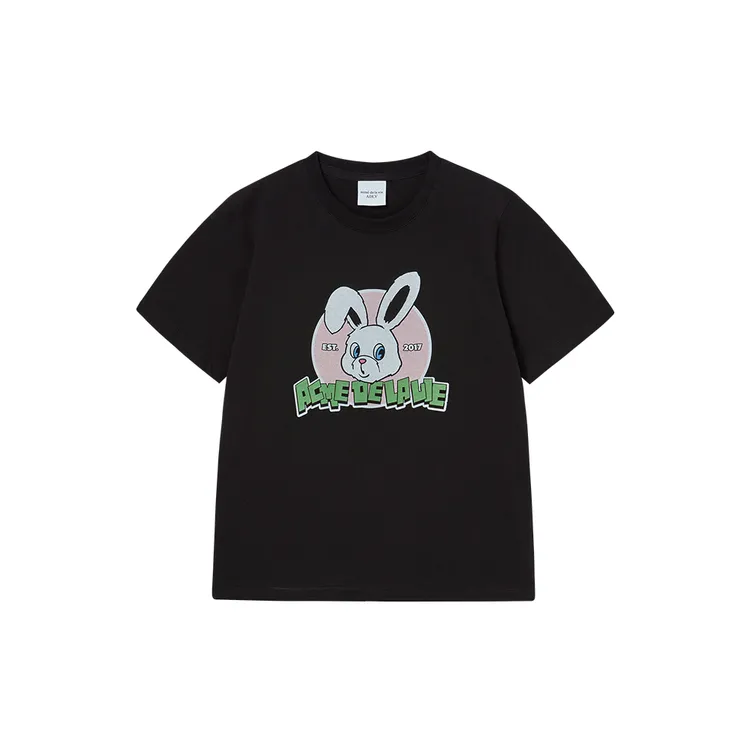Áo Thun Nữ Nineties Retro Bunny Đen