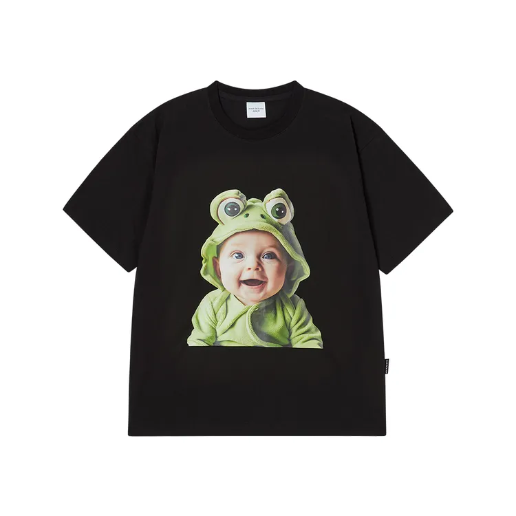 Áo Thun Baby Face Frog Baby Sleeve Đen (Overseas & Domestic Exclusive)