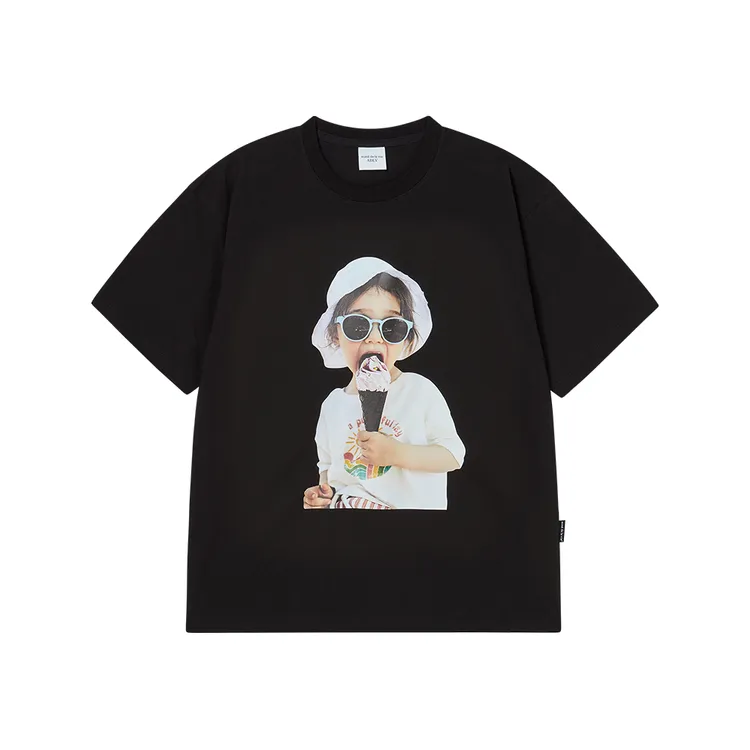 Áo Thun Baby Face Icecream Girl Sleeve Đen (Overseas & Domestic Exclusive)