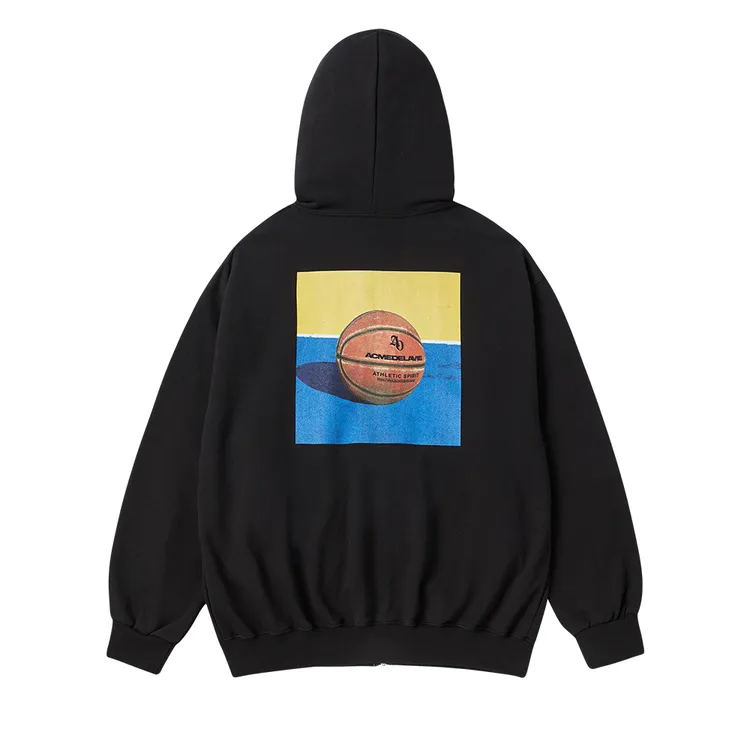 Áo Hoodie Kéo Khóa Square Basket Ball Đen