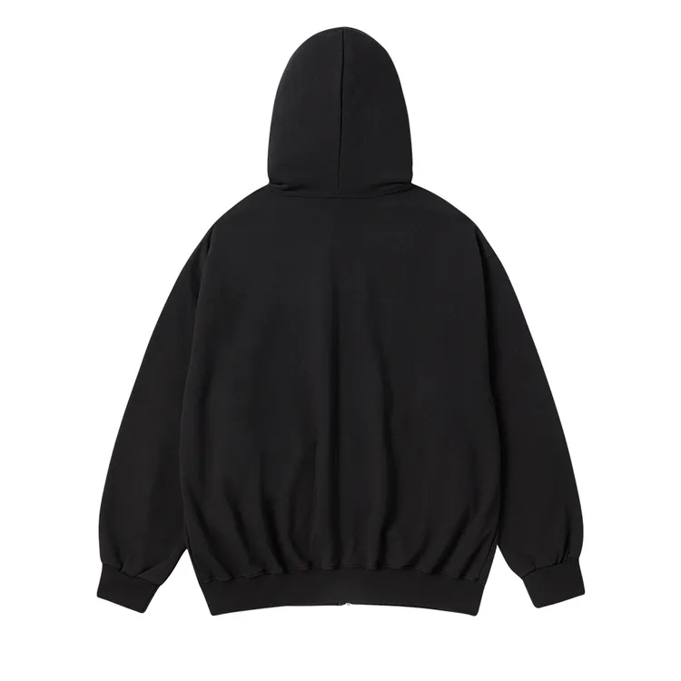 Áo Hoodie Kéo Khóa Box Basic Logo Đen