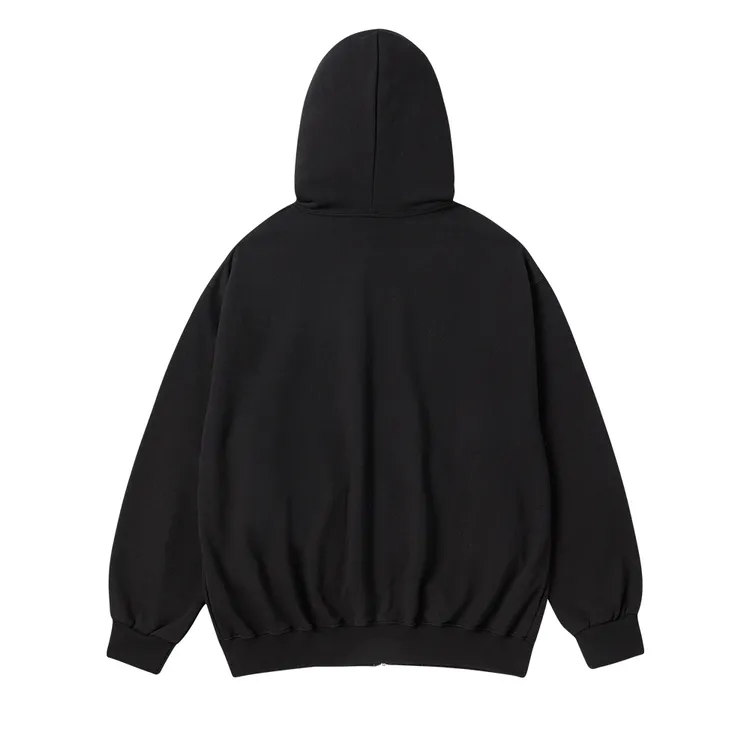 Áo Hoodie Kéo Khóa Ink Stamp Logo Zip Đen