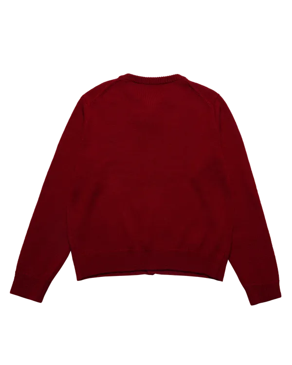 &Aacute;o cardigan SOLID CREW NECK Đỏ đậm