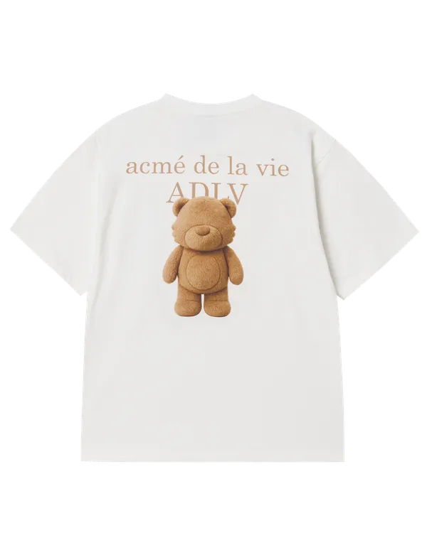 &Aacute;o thun ngắn tay FUZZY AC BEAR BASIC LOGO Kem