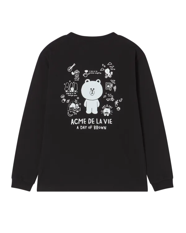 &Aacute;o thun d&agrave;i tay DAY OF LINE FRIENDS Đen