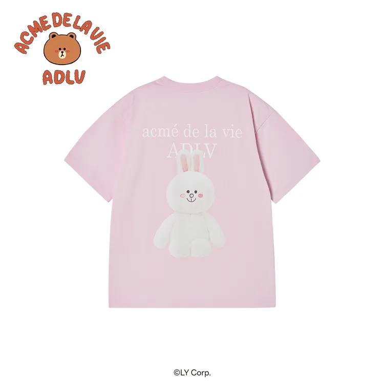 &Aacute;o thun BASIC LOGO WITH LINE FRIENDS Hồng nhạt