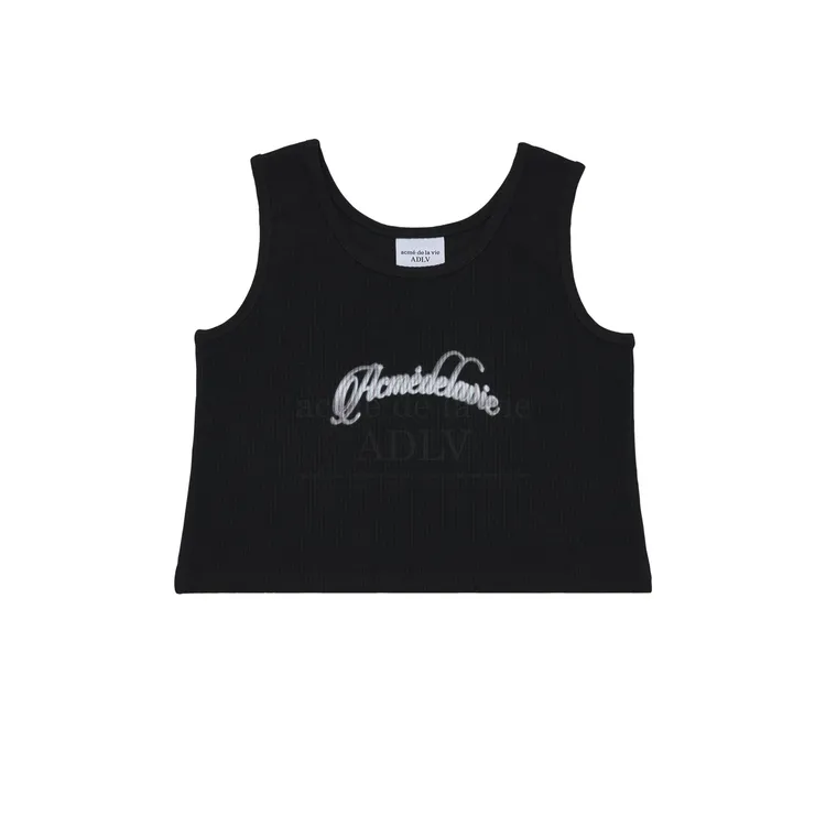 Áo Tank Top Crop ADLV Twinkle Script Logo Đen