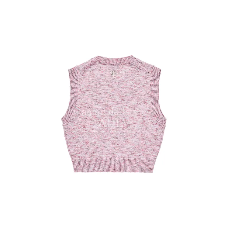 Áo Vest Len Symbol Logo Multi Color Crop Hồng