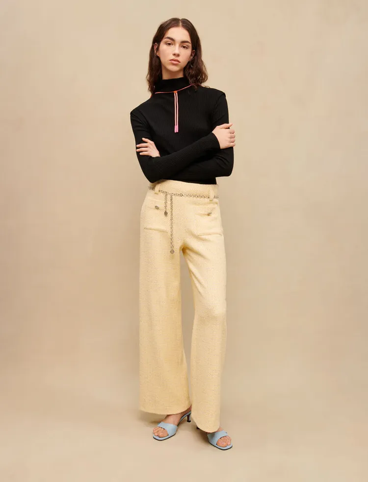 Quần tweed kèm dây đai xích