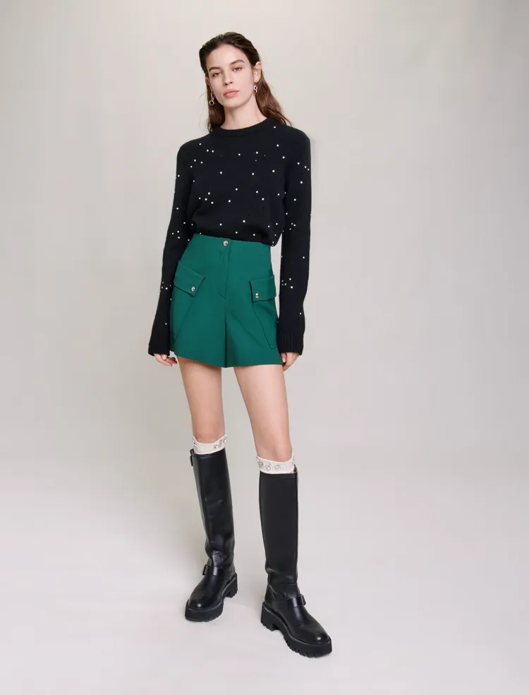 Quần short vải túi hộp