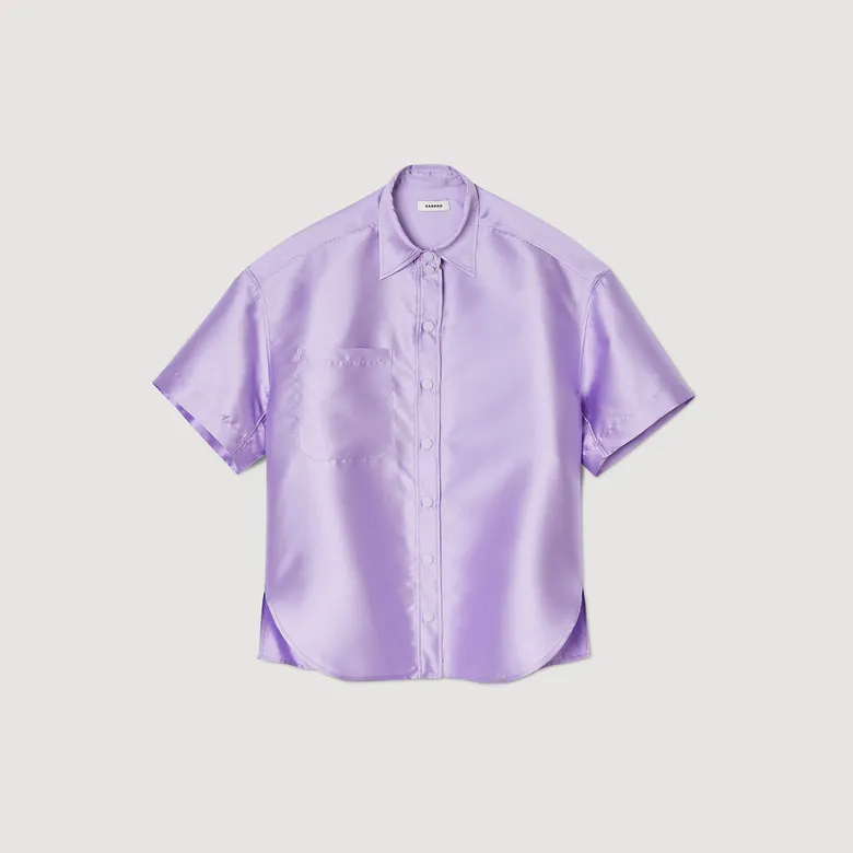 Áo sơ mi satin oversized 310 Tím