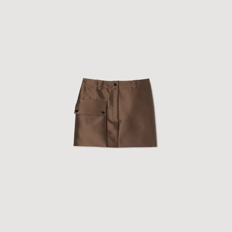 Chân váy satin 33 Nâu