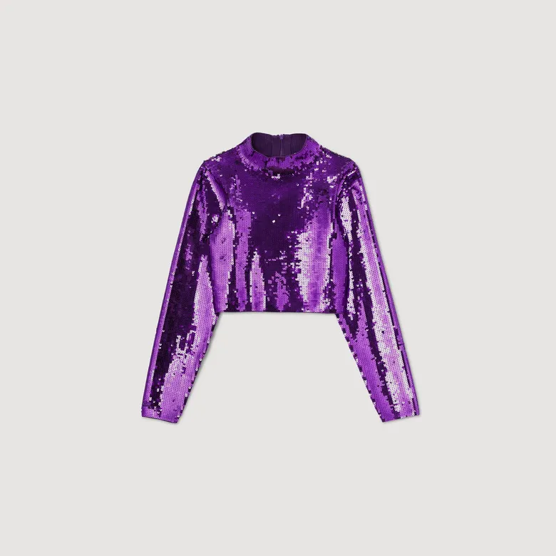 Áo len dệt kim đính sequin 310 Tím