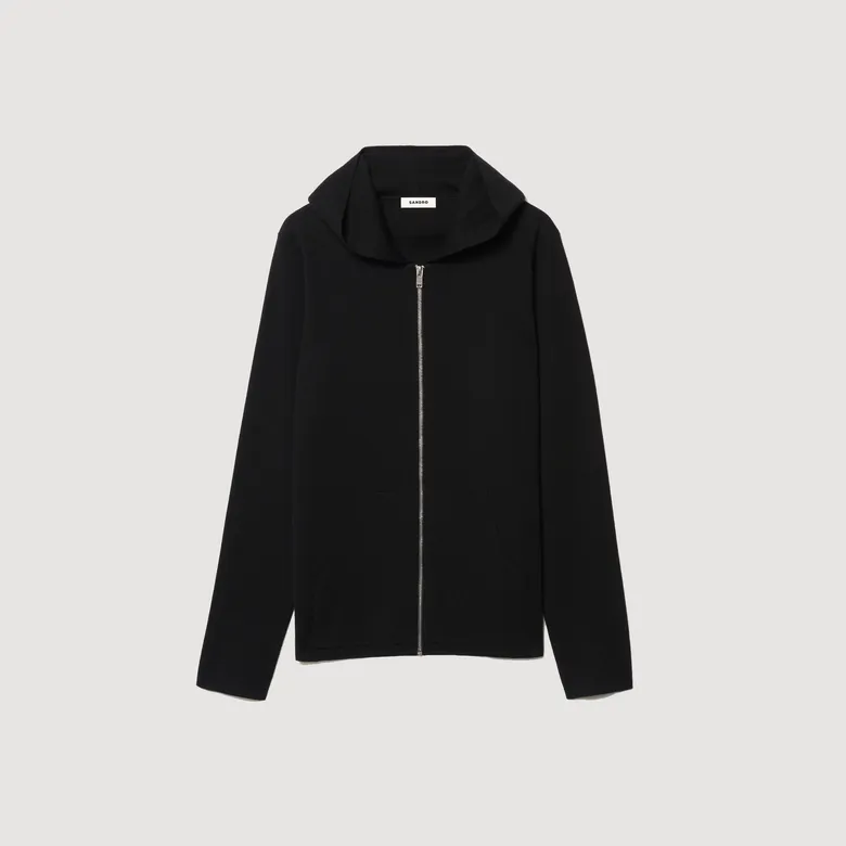 Áo khoác cardigan kéo khóa có mũ 23 Đen