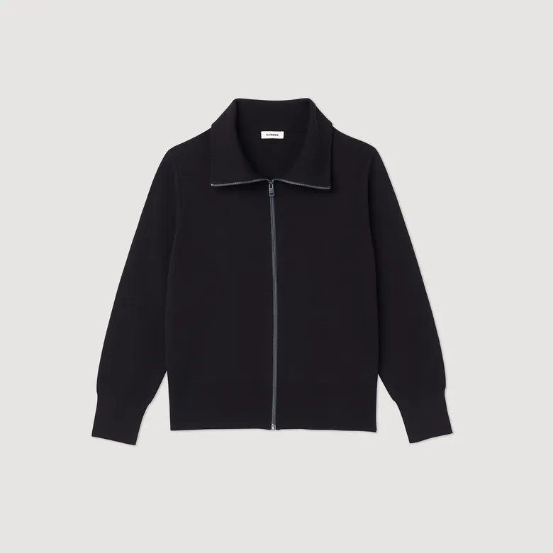 Áo cardigan len zip-up M Xanh đen