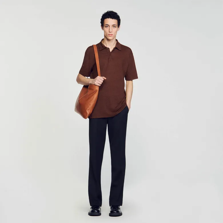 Áo polo vải linen