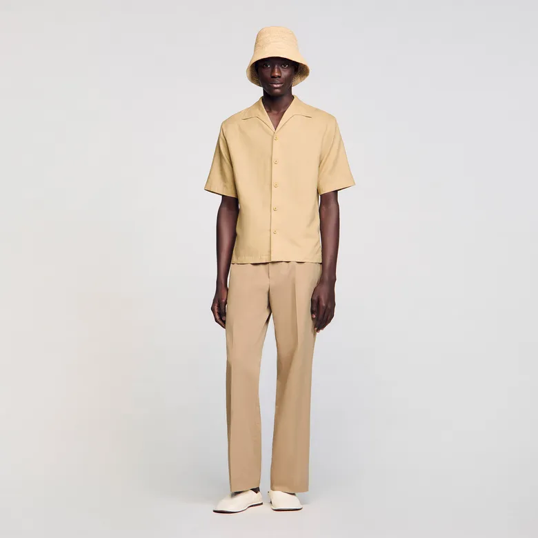 Áo sơ mi cotton và linen XL Trắng ngà