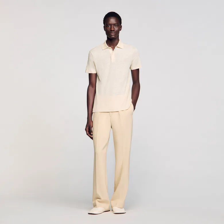 Áo polo vải linen