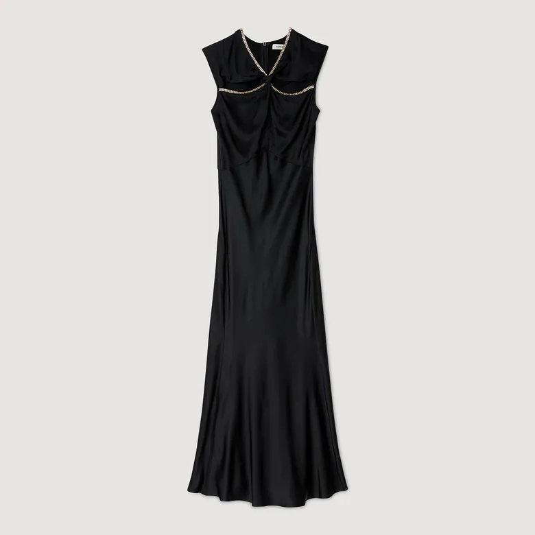 Đầm maxi satin đính đá 34 Trắng Ecru